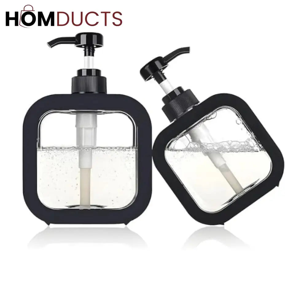 Premium Black Square Liquid Soap Dispenser – Modern Refillable Pump Bottle