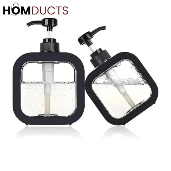 Premium Black Square Liquid Soap Dispenser – Modern Refillable Pump Bottle