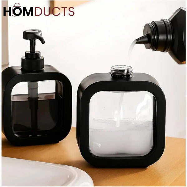 Premium Black Square Liquid Soap Dispenser – Modern Refillable Pump Bottle