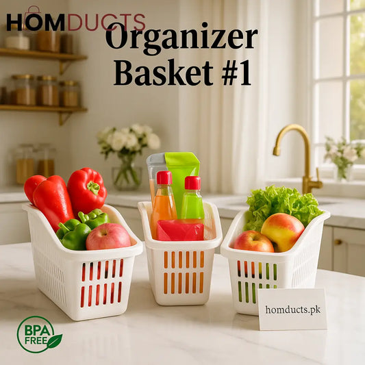 Premium BPA-Free Organizer Basket Set – Multi-Purpose Storage for Kitchen & Home
