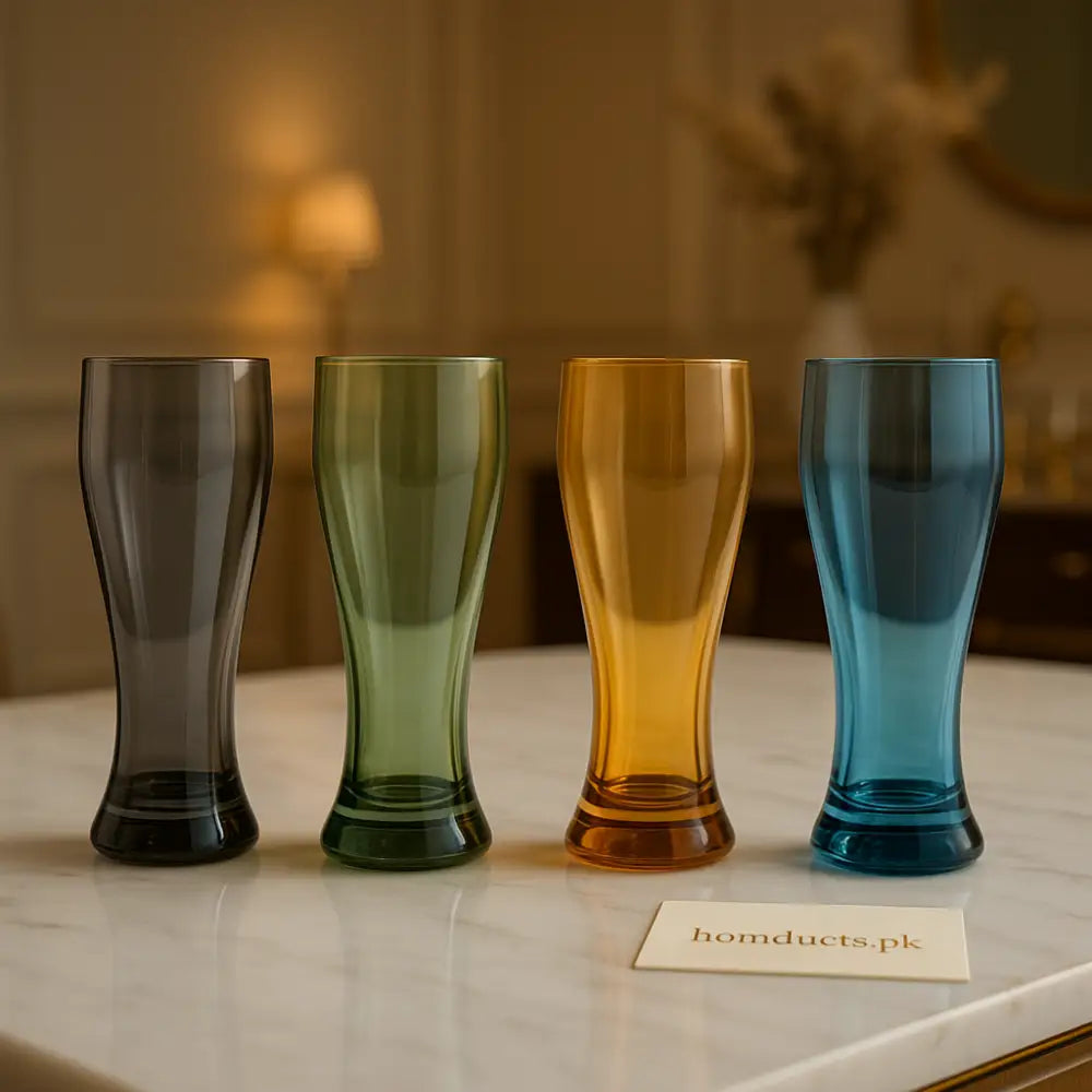 Premium Color-Tinted Pilsner Glass Set – 4 Pieces