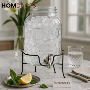Premium GodShine Glass Beverage Dispenser with Stand