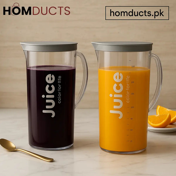 Premium Juice Pitcher Set – 1200ml & 1700ml Transparent Beverage Jugs with Lids