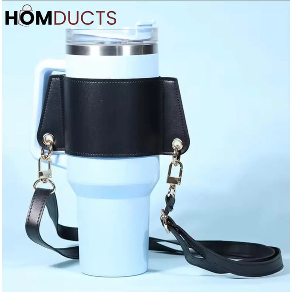Premium Leather Tumbler Strap Holder with Key Hook