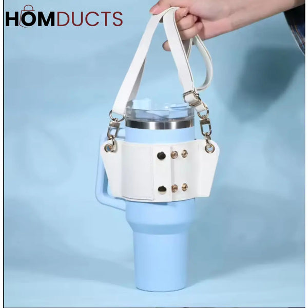 Premium Leather Tumbler Strap Holder with Key Hook