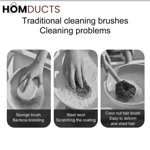 Premium Long-Handled Kitchen Pot Brush – Elegant Wooden & Nylon Bristles