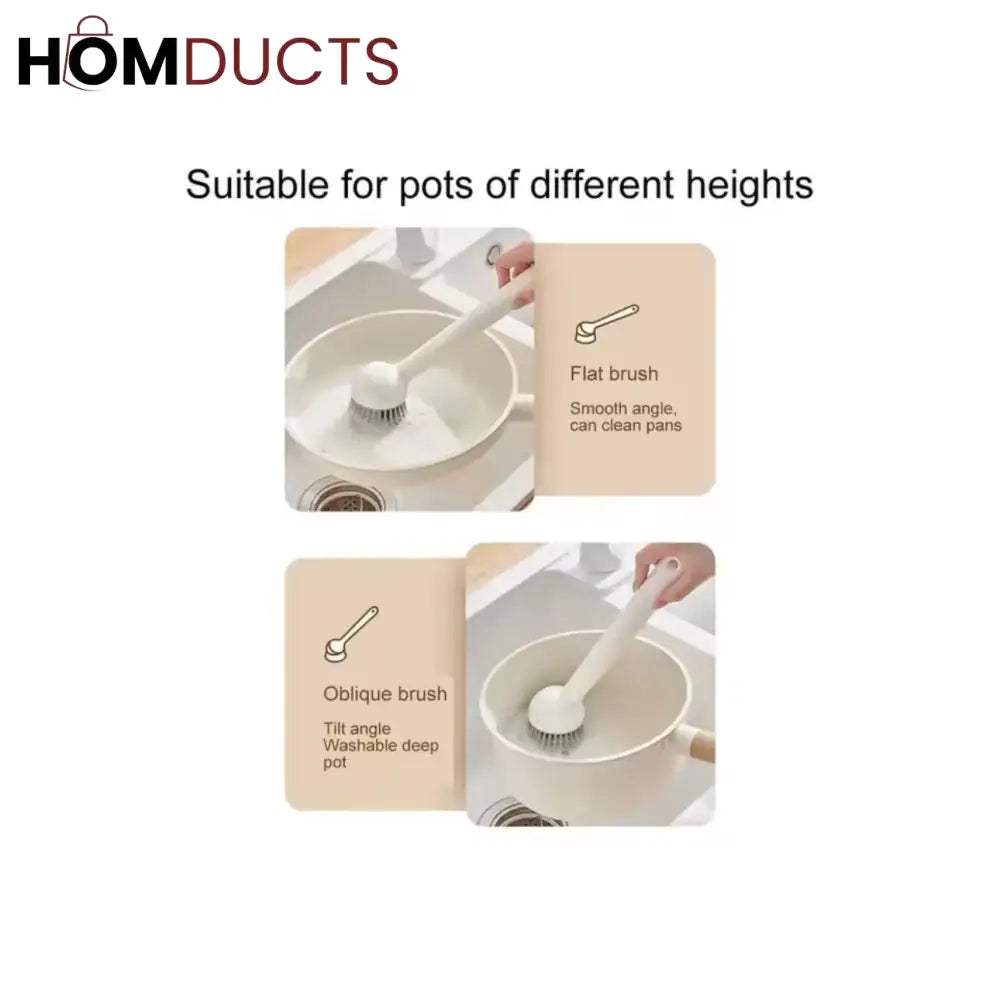 Premium Long-Handled Kitchen Pot Brush – Elegant Wooden & Nylon Bristles