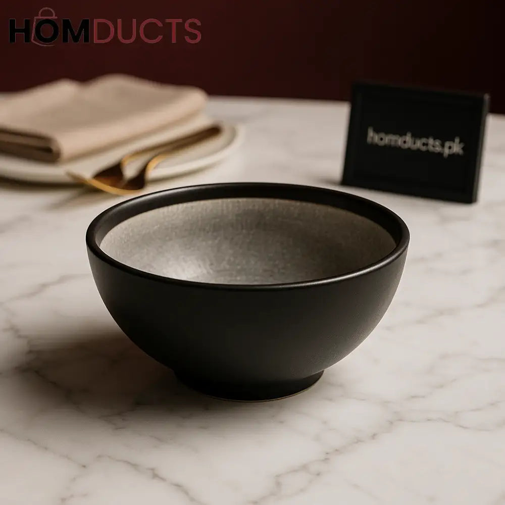 Premium Matte Black Ceramic Soup Bowl – Modern Minimalist Tableware