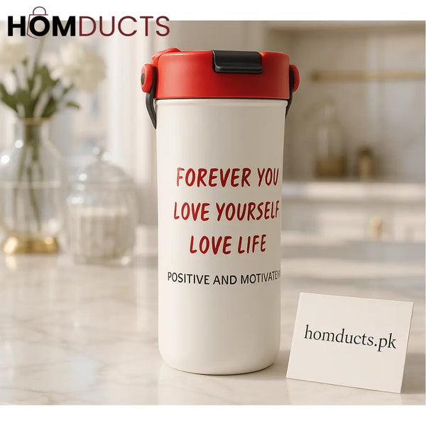 Premium Motivational Vacuum Cup – Red & White Insulated Travel Mug