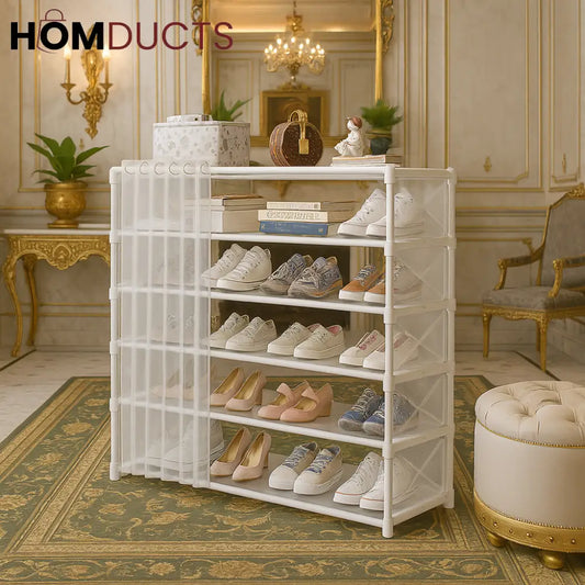 Premium Multi-Layer Shoe Rack with Dust Cover – Elegant Storage Organizer