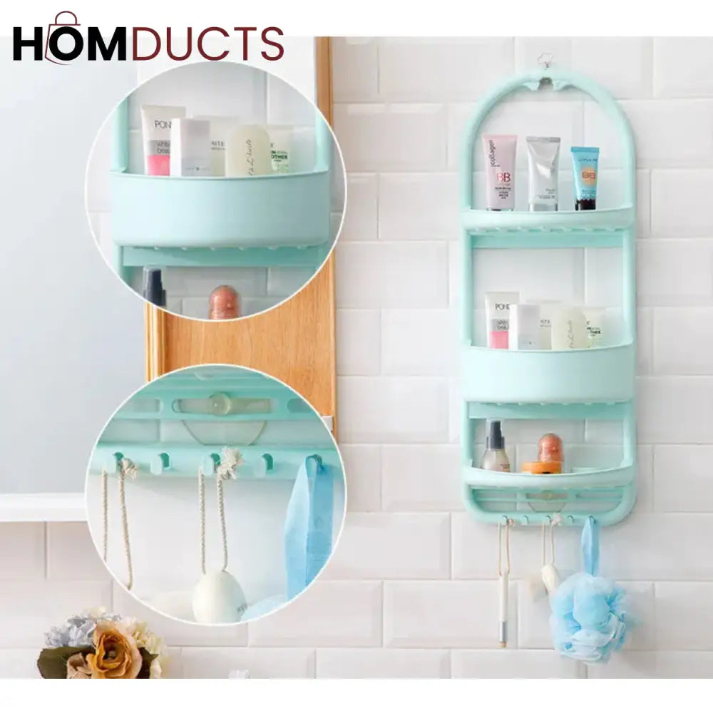 Premium Multi Layer Shower Organizer Rack – Wall Hanging Bathroom Storage Caddy with Hooks