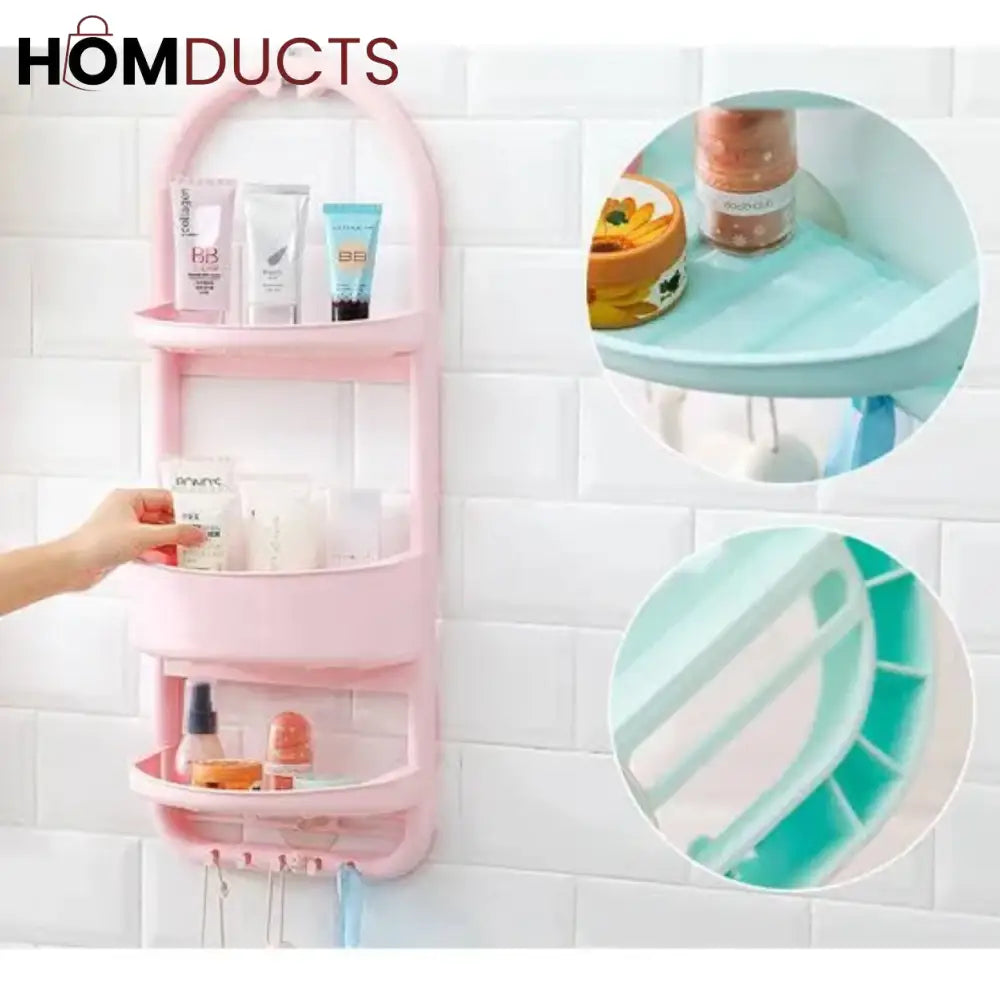 Premium Multi Layer Shower Organizer Rack – Wall Hanging Bathroom Storage Caddy with Hooks