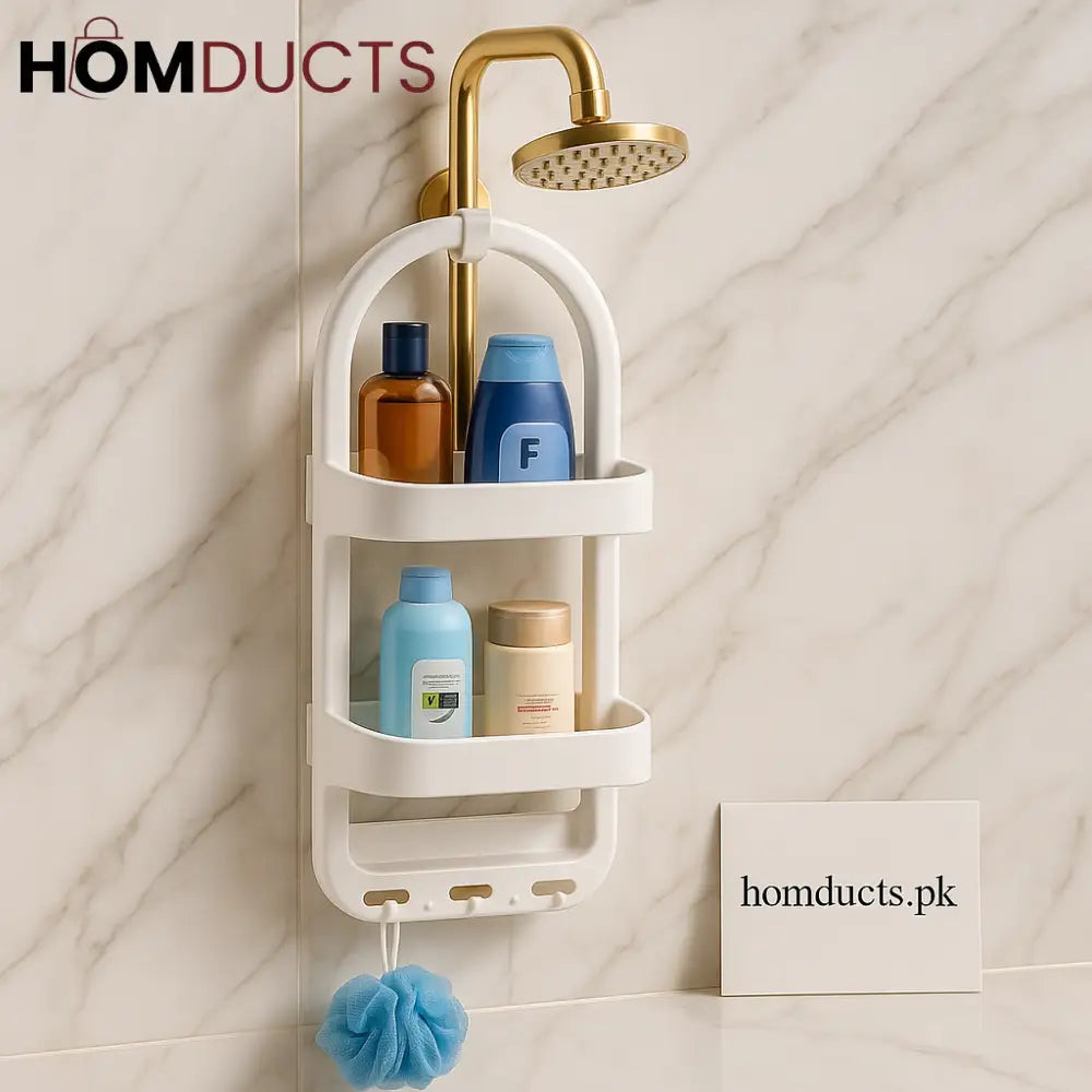 Premium Multi Layer Shower Organizer Rack – Wall Hanging Bathroom Storage Caddy with Hooks