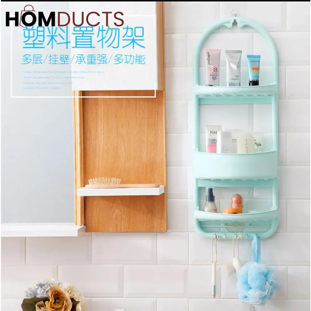Premium Multi Layer Shower Organizer Rack – Wall Hanging Bathroom Storage Caddy with Hooks
