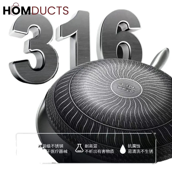 Premium Non-Stick Honeycomb Wok - 316 Stainless Steel Gas & Induction Compatible Cookware