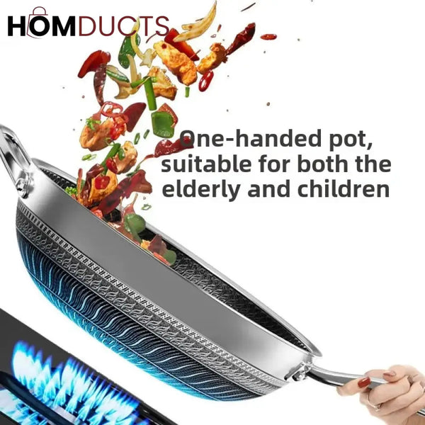 Premium Non-Stick Honeycomb Wok - 316 Stainless Steel Gas & Induction Compatible Cookware