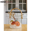 Premium Pyrex Square Glass Bucket with Bamboo Handle - Multi-Purpose Ice Bucket Flower Vase or Utensil Holder