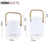Premium Pyrex Square Glass Bucket with Bamboo Handle - Multi-Purpose Ice Bucket Flower Vase or Utensil Holder