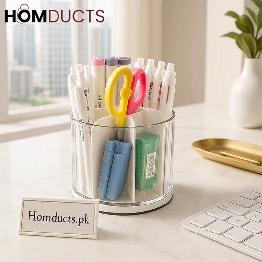 Premium Rotating Acrylic Pen Holder – 360° Organizer for Desk & Office
