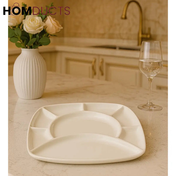 Premium Sectioned Dinner Plate – Elegant Multi-Compartment Serving Dish