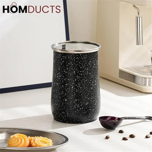 Premium Stainless Steel Coffee Canister with Spoon - Airtight Food Storage