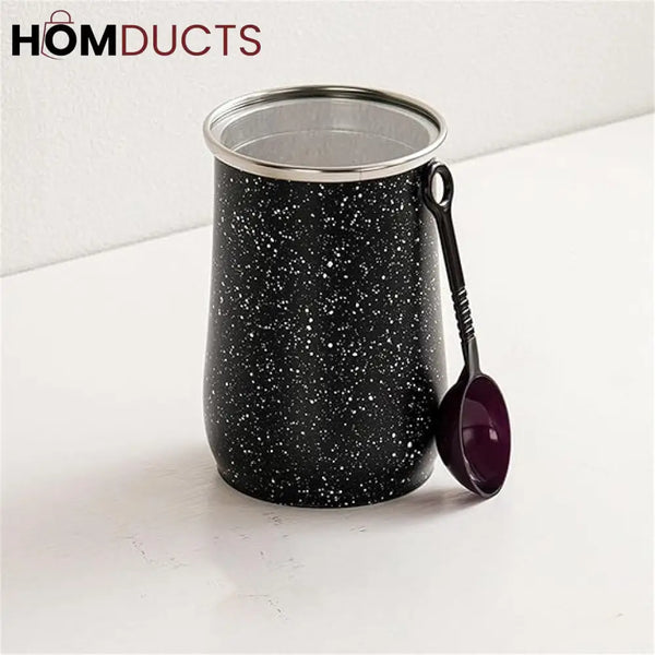 Premium Stainless Steel Coffee Canister with Spoon - Airtight Food Storage