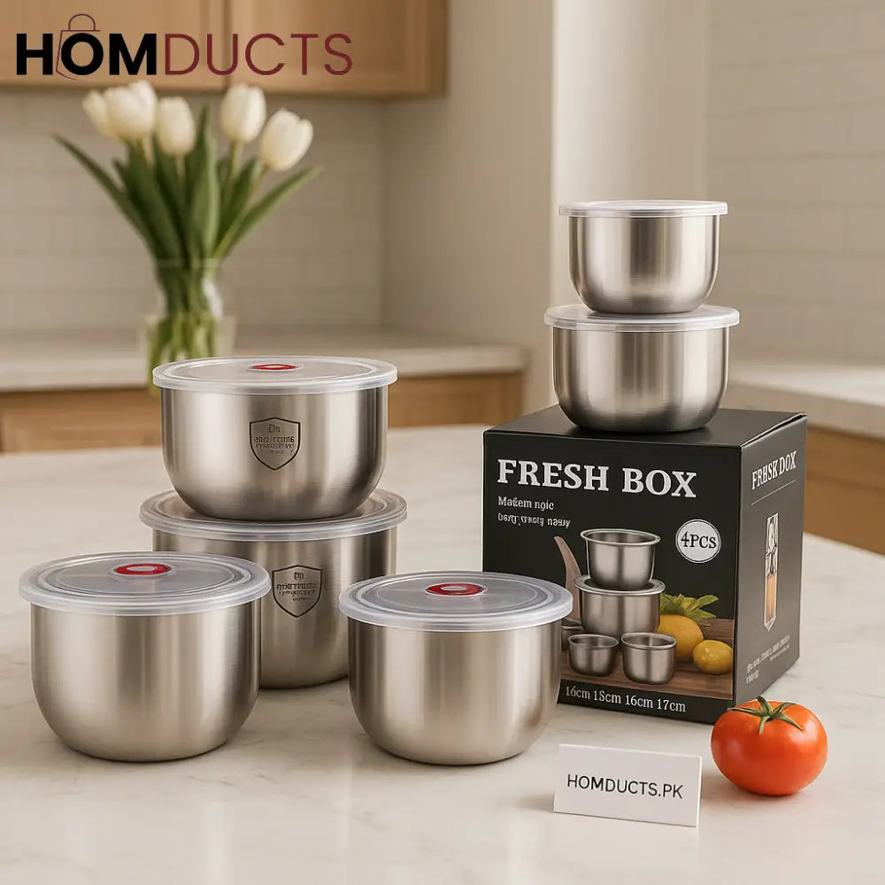 Premium Stainless Steel Fresh Box Set-Piece Airtight Food Storage Cont ...