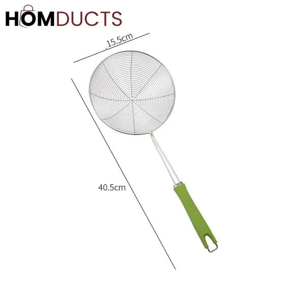 Premium Stainless Steel Frying Skimmer with Silicone Handle – Oil Strainer & Food Lifter