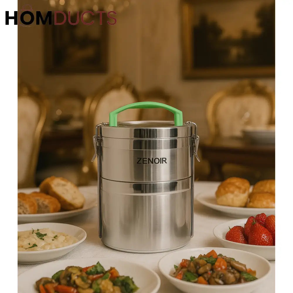 Premium Stainless Steel Lunch Tiffin Box – 2-Tier Food Carrier with Handle