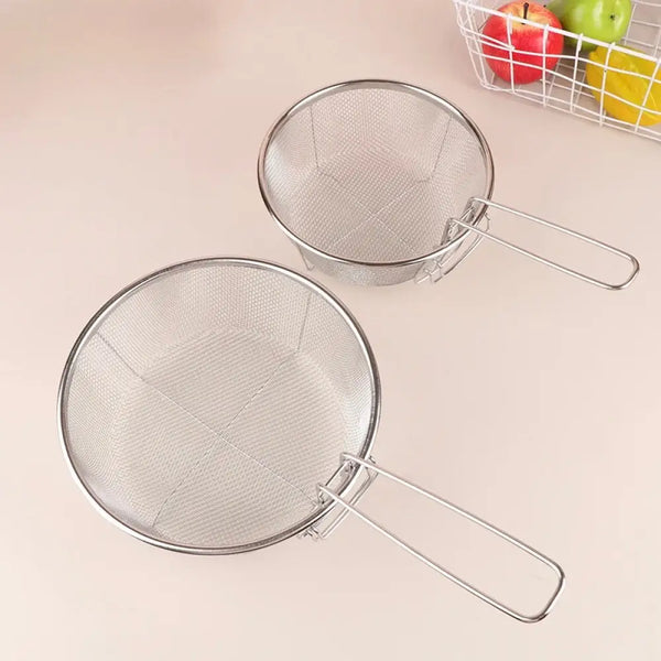Premium Stainless Steel Round Deep Fry Basket - Perfect French Fry Strainer