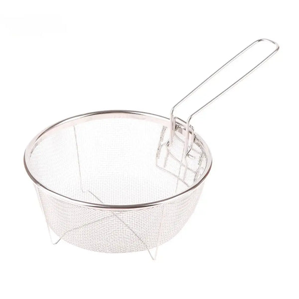 Premium Stainless Steel Round Deep Fry Basket - Perfect French Fry Strainer