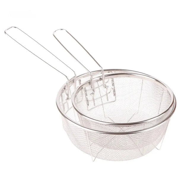 Premium Stainless Steel Round Deep Fry Basket - Perfect French Fry Strainer