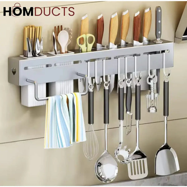 Premium Wall-Mounted Knife & Utensil Organizer Rack – Matte Finish