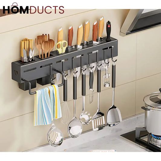 Premium Wall-Mounted Knife & Utensil Organizer Rack – Matte Finish