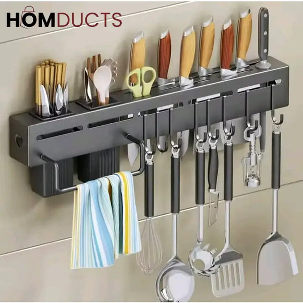 Premium Wall-Mounted Knife & Utensil Organizer Rack – Matte Finish