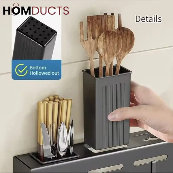 Premium Wall-Mounted Knife & Utensil Organizer Rack – Matte Finish