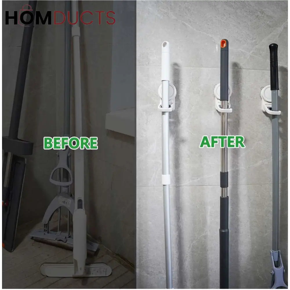 Premium Wall-Mounted Mop & Broom Holder – Space-Saving Organizer