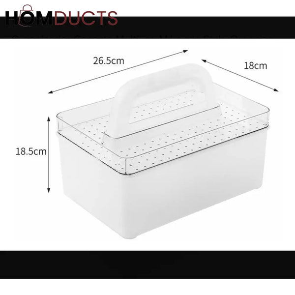 Premium White Cosmetic Storage Caddy with Handle – Multi-Purpose Makeup Organizer