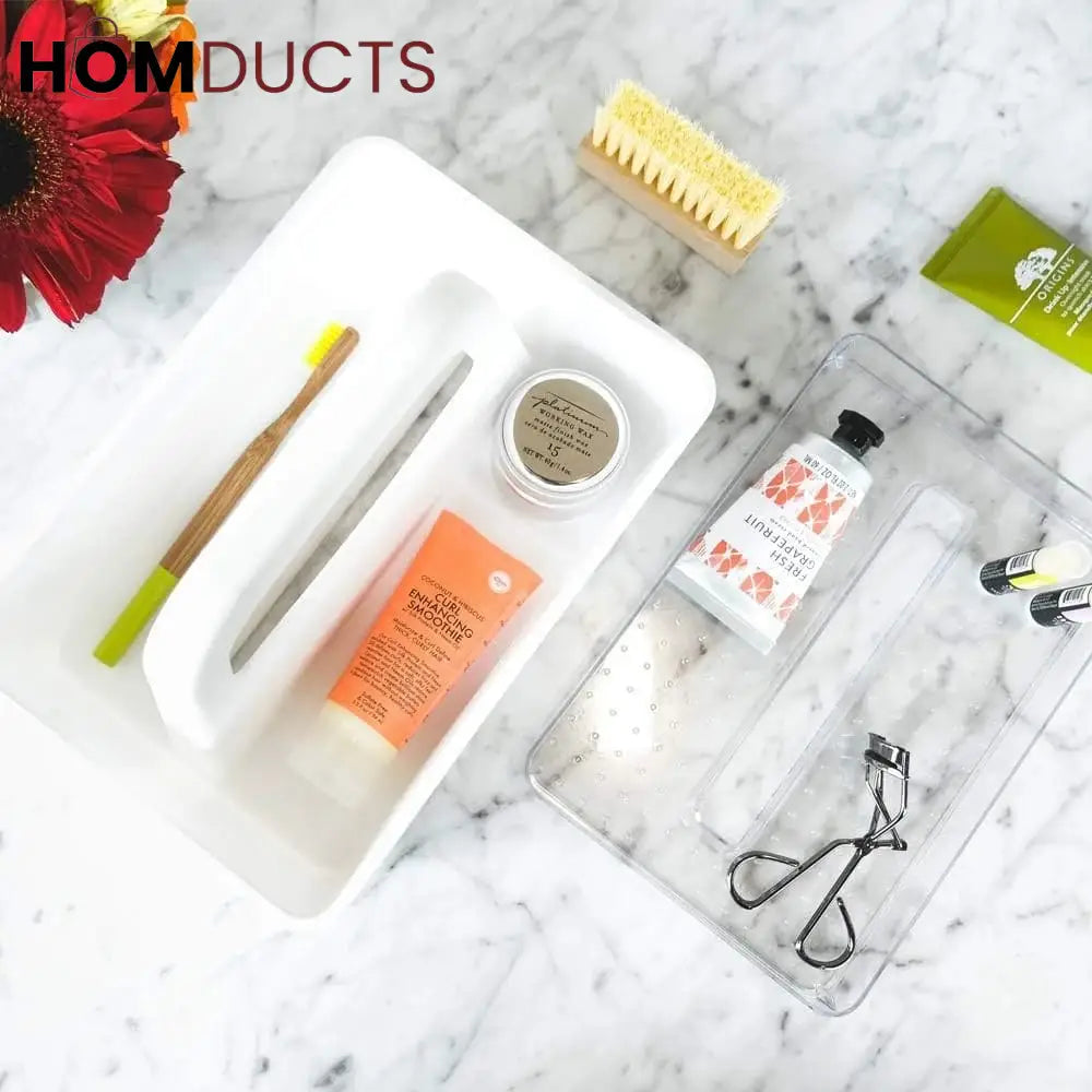 Premium White Cosmetic Storage Caddy with Handle – Multi-Purpose Makeup Organizer