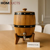 Premium Wooden Barrel Beverage Dispenser with Tap | Rustic Scandinavian Design