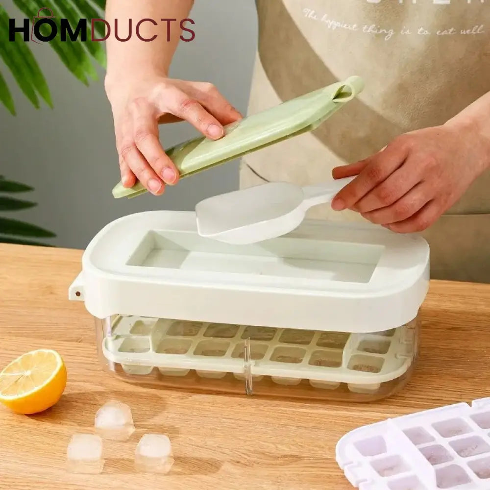 Press Ice Mold With Lid And Spoon