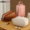 Pu Leather Double Zipper Travel Cosmetic Bag