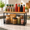 Black with Natural Oak Top pull-out kitchen organizer