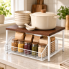 White with Dark Walnut Top pull-out kitchen organizer