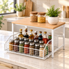White with Natural Oak Top pull-out kitchen organizer