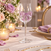 Clear stemmed glass with decorative purple bow