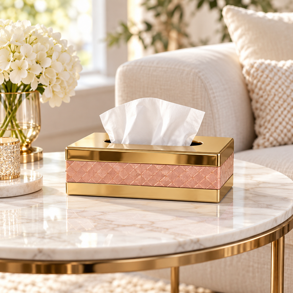 Luxury Quilted-Panel Tissue Box Cover decorative tissue holder