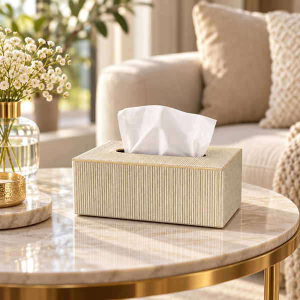 Compact Ribbed Tissue Box Cover decorative tissue holder