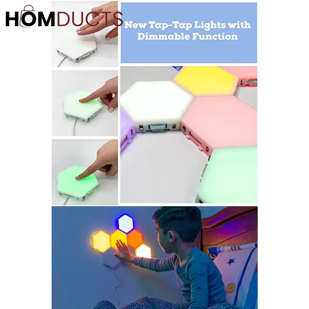 Quantum Hexagon LED Wall Lights – RGB Touch Sensor Modular Panels for Room & Gaming Decor – Battery Operated & Smart