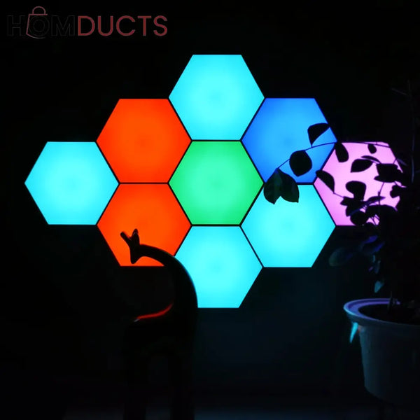 Quantum Hexagon LED Wall Lights – RGB Touch Sensor Modular Panels for Room & Gaming Decor – Battery Operated & Smart